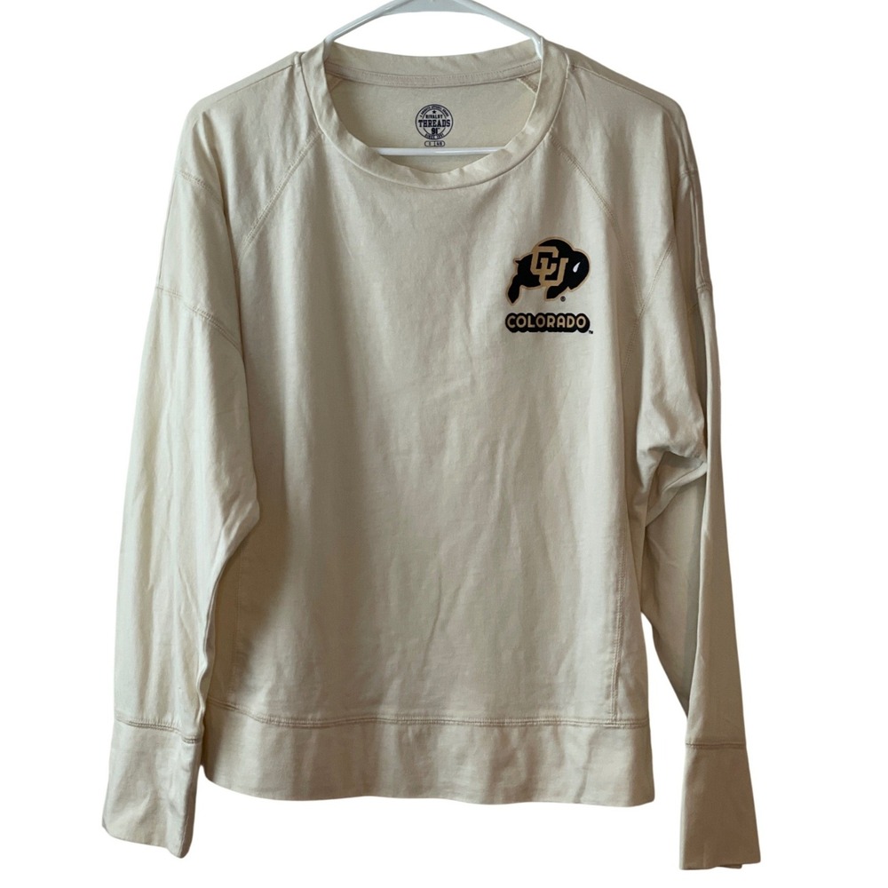 Rivalry Threads Colorado Buffaloes Top Women's S 4/6 Cream Split Hem Long Sleeve